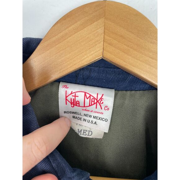 Vintage Kyta Make Co. Coat Denim Snap Button Up Long Sleeve Men's Medium - Picture 3 of 4